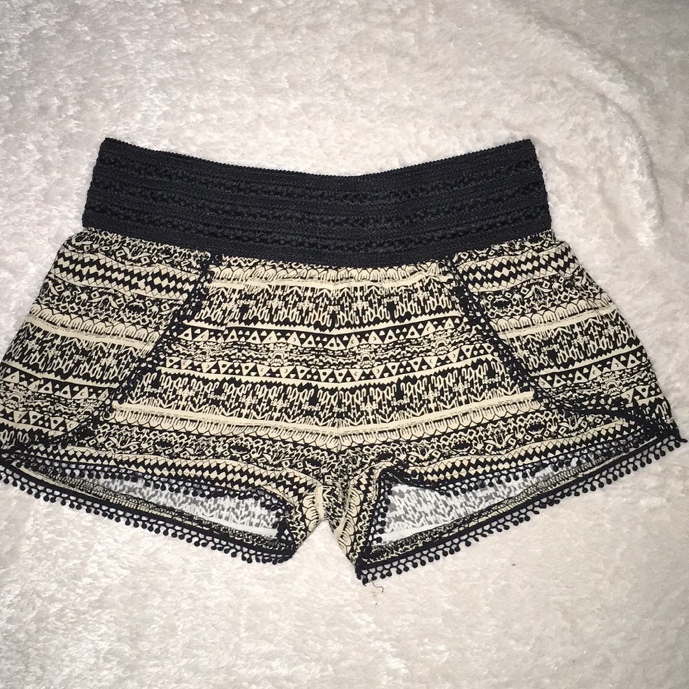 Black and tan patterned shorts